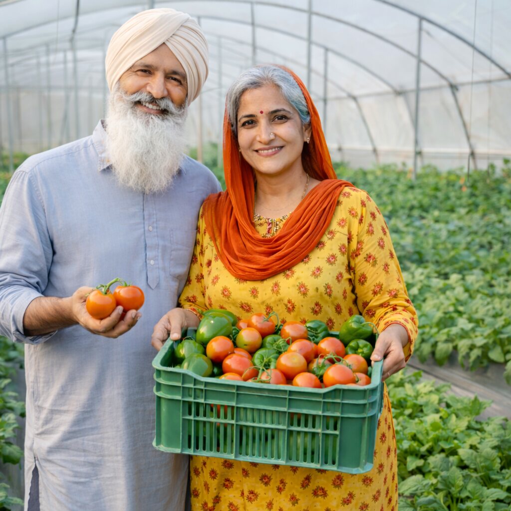 Growers with a fresh harvest